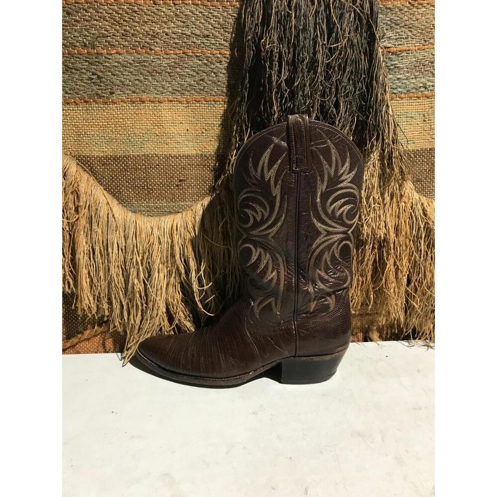 Dan Post Brown Vintage Raleigh Teju Lizard Leather Boots US Men Size 11